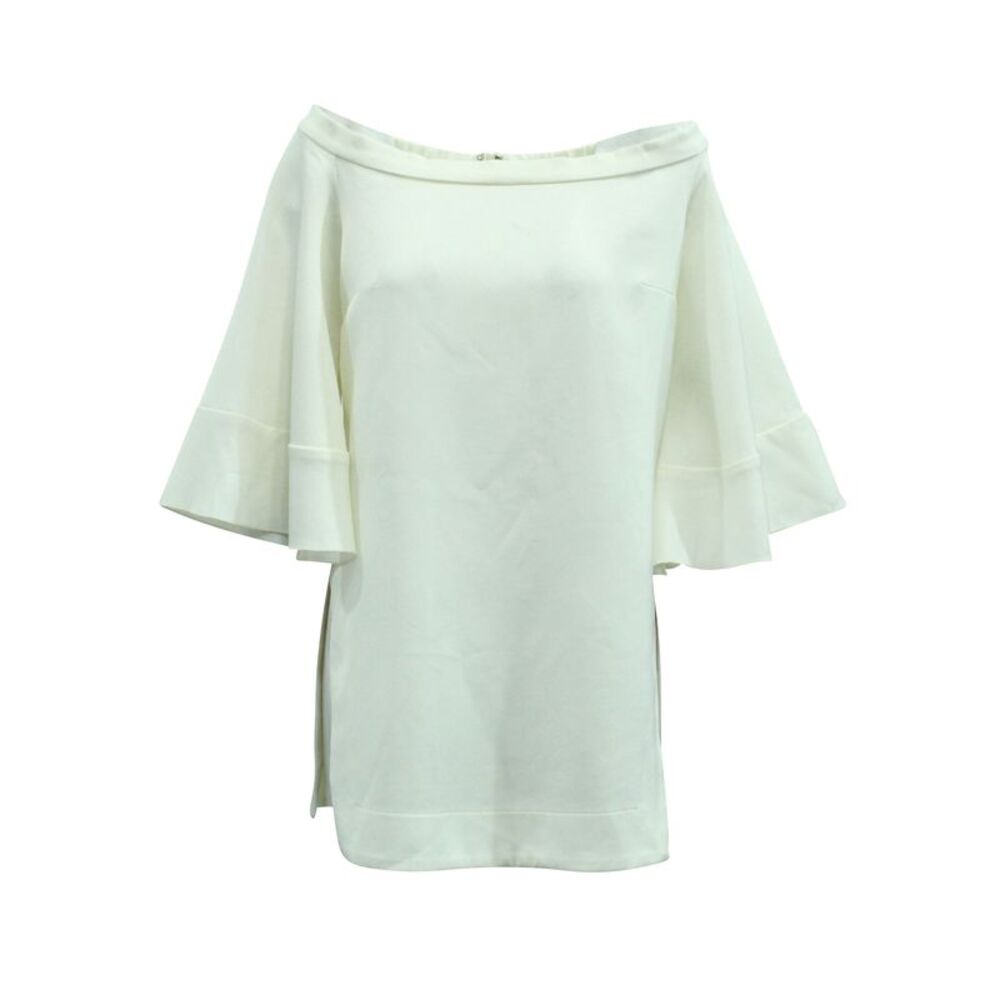 Ellery Elize Off-The-Shoulder Bell Sleeve Top in White Cotton